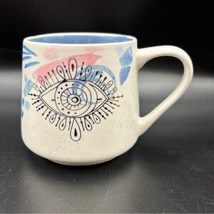 Stay Wild Moon Child Mystic Eye Mug Coffee Tea Handle Wide Mouth White Blue Pink